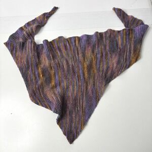 Hand-Knit Purple & Brown Triangle Scarf Wrap
